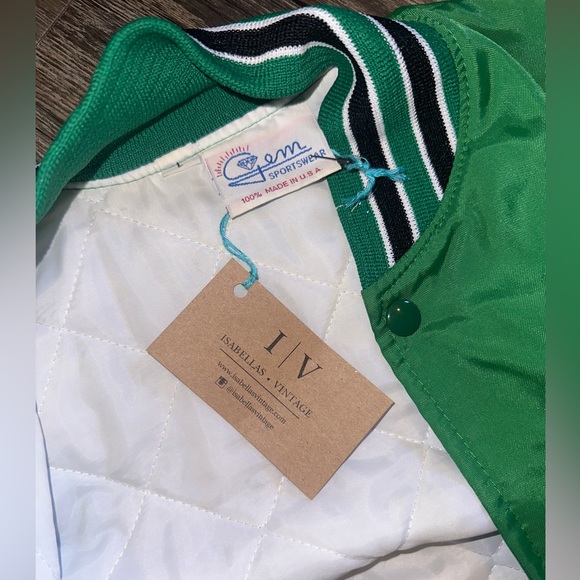 80’s Vintage Green Nylon Baseball Jacket - Picture 3 of 4